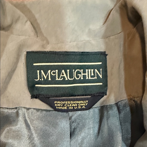 J. McLaughlin Sage Green Brushed Double-Breasted Women's Crop Trench Coat, Size - Picture 3 of 4